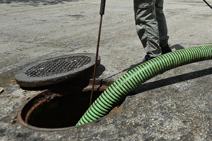 Commercial grease trap ready for servicing